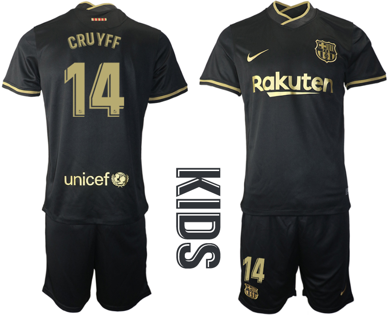 Youth 2020-2021 club Barcelona away #14 black Soccer Jerseys1